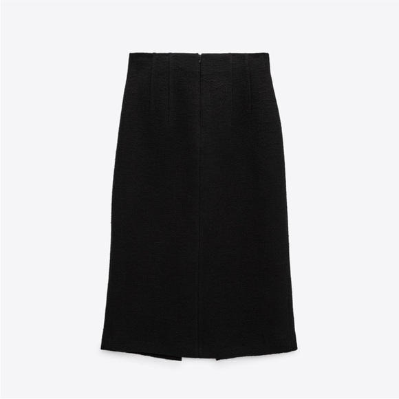 NWT. Zara Black Textured High-Waisted Midi Skirt with Jeweled Buttons Size XXL. - Picture 8 of 13